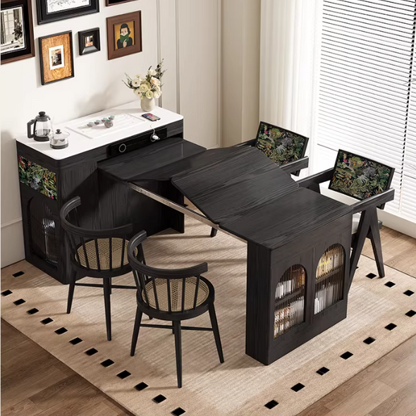 Nordic Retro Kitchen Island Cabinet with Extendable Dining Table – SPS ...