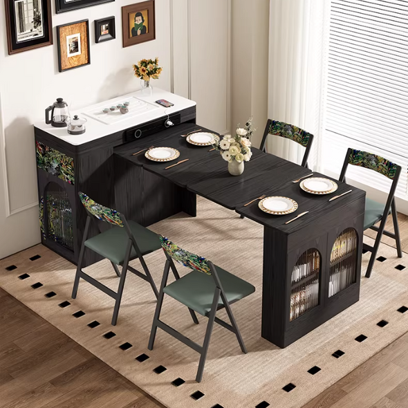 Nordic Retro Kitchen Island Cabinet with Extendable Dining Table – SPS ...