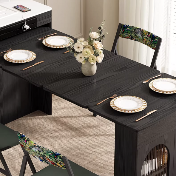 Nordic Retro Kitchen Island Cabinet with Extendable Dining Table – SPS ...
