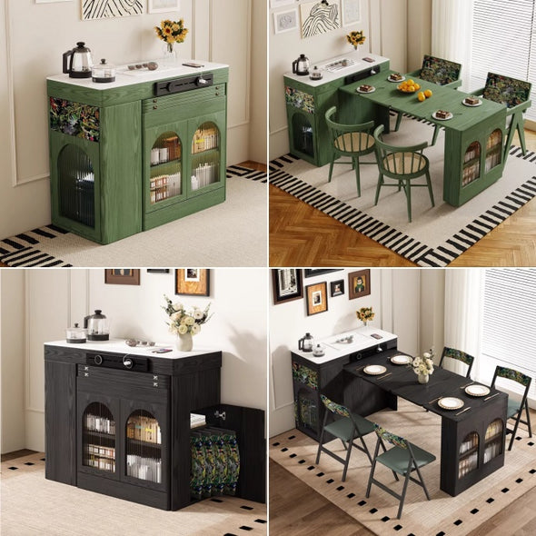 Nordic Retro Kitchen Island Cabinet with Extendable Dining Table – SPS ...