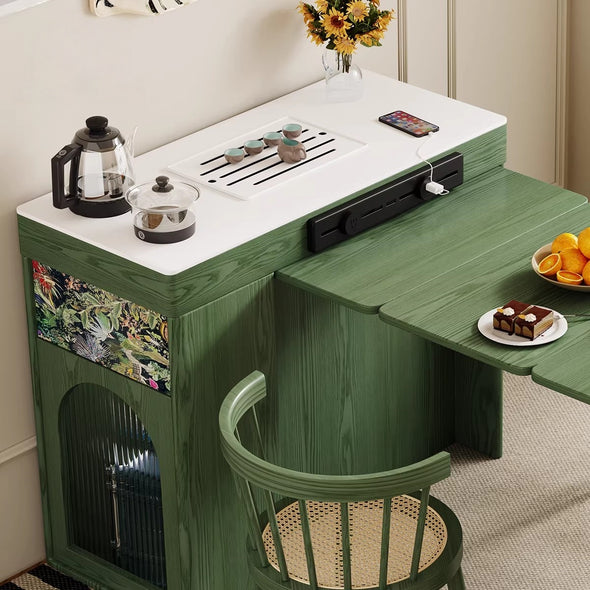Nordic Retro Kitchen Island Cabinet with Extendable Dining Table – SPS ...