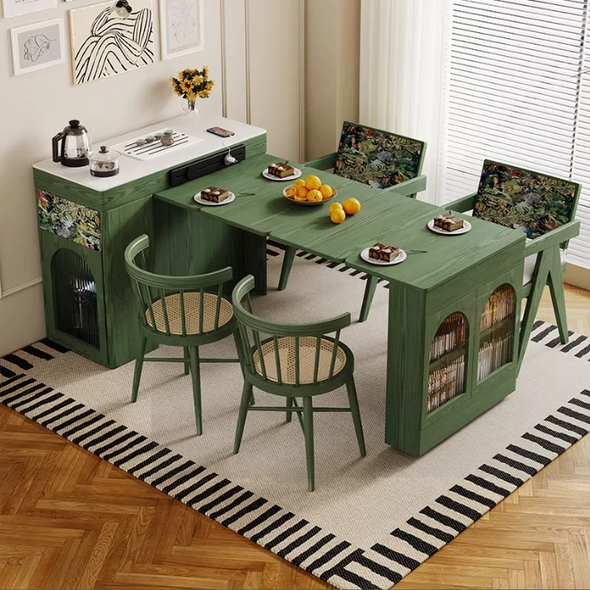 Nordic Retro Kitchen Island Cabinet with Extendable Dining Table – SPS ...