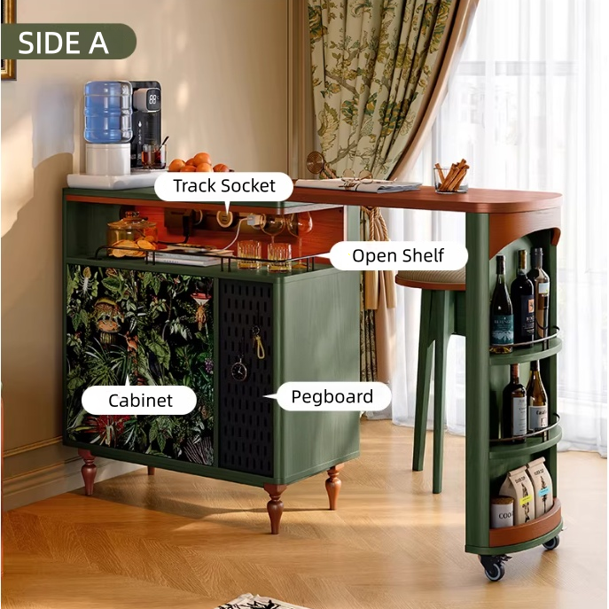 Nordic Retro Rotating Bar Table with Double-Side Storage Cabinet – SPS ...