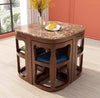 Space Saving Solid Wood Nesting Dining Table and Chairs Set