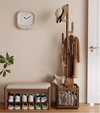 Solid Wood Cactus Coat Rack with Basket and Universal Wheels