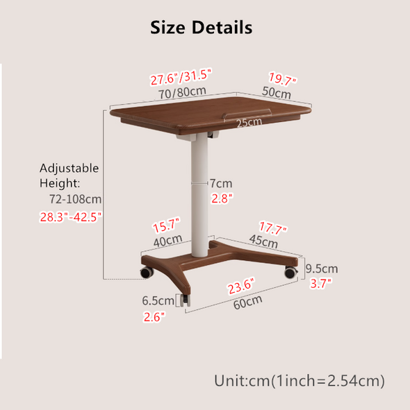 Liftable and Adjustable Solid Wood Laptop Desk with Universal Wheels