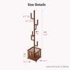Solid Wood Cactus Coat Rack with Basket and Universal Wheels