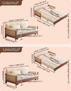 Rattan Weaving Armrest Chenille Fabric 3-in-1 Sofa Bed with Underneath Storage