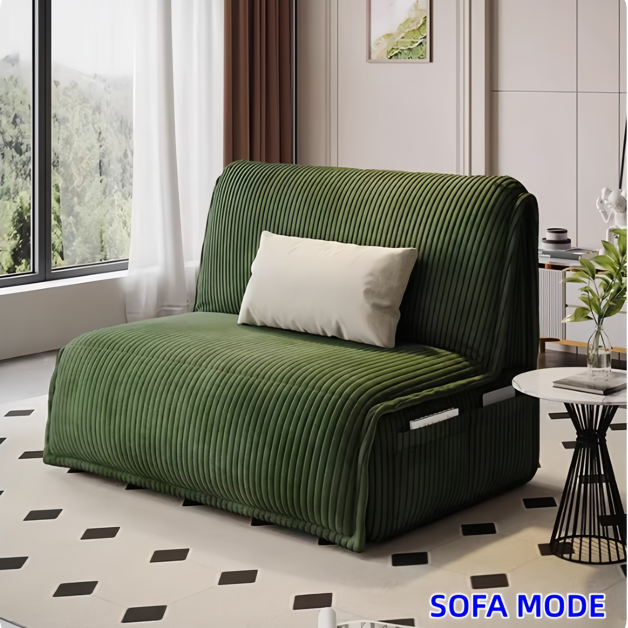 Remote Controlled Electric Corduroy Fabric Sofa Bed with Storage Drawe ...