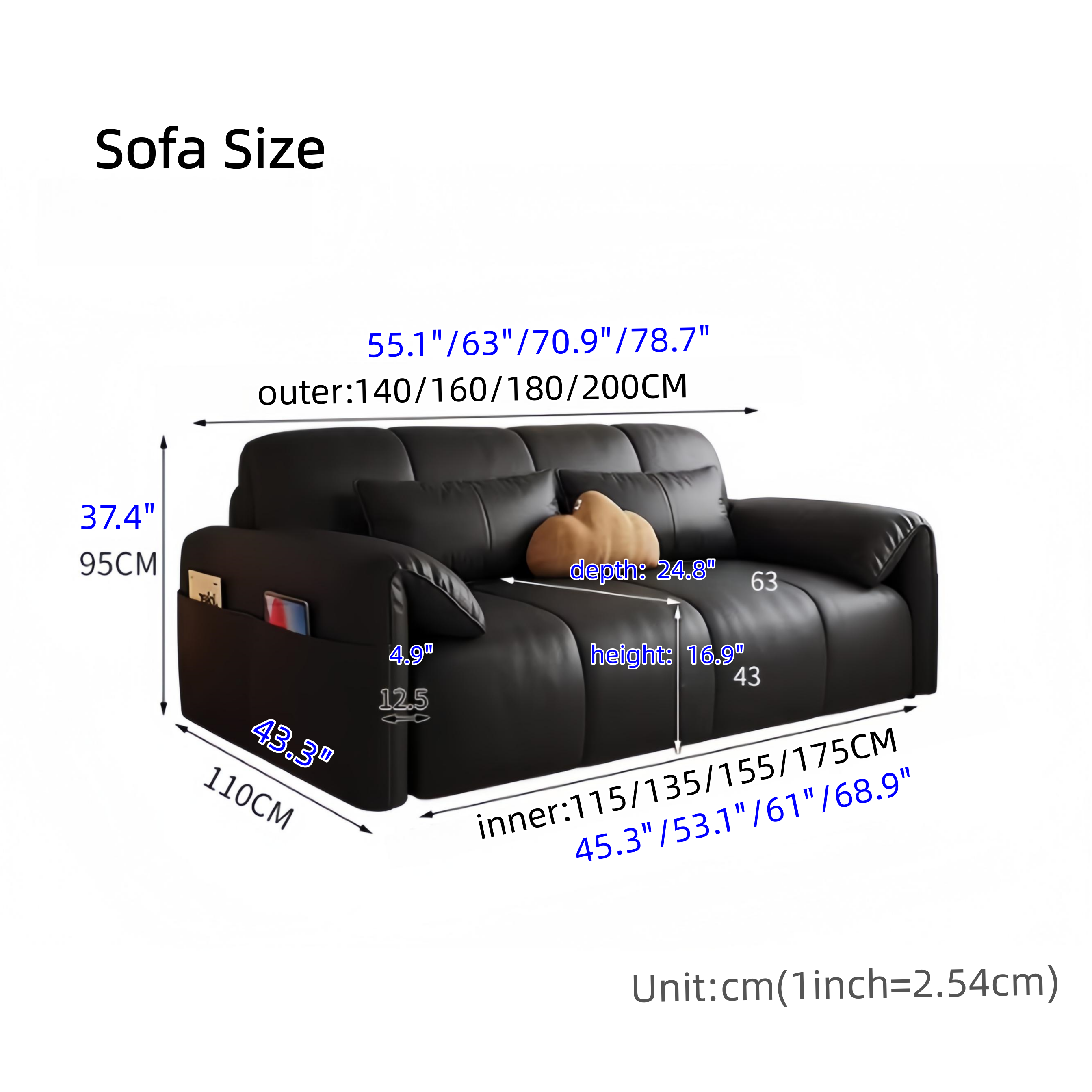 Remote Controlled Electric Leathaire Sofa Bed with Latex Cushion and S ...