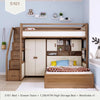 Solid Ash Wood Loft Bed with High Storage Bed Wardrobe and Drawer Stairs  and Desk Combination