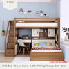 Solid Ash Wood Loft Bed with High Storage Bed Wardrobe and Drawer Stairs  and Desk Combination