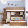 Solid Ash Wood Loft Bed with High Storage Bed Wardrobe and Drawer Stairs  and Desk Combination