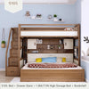 Solid Ash Wood Loft Bed with High Storage Bed Wardrobe and Drawer Stairs  and Desk Combination