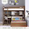 Solid Ash Wood Loft Bed with High Storage Bed Wardrobe and Drawer Stairs  and Desk Combination
