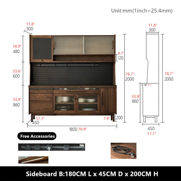North American Walnut Wood Sideboard Cabinet