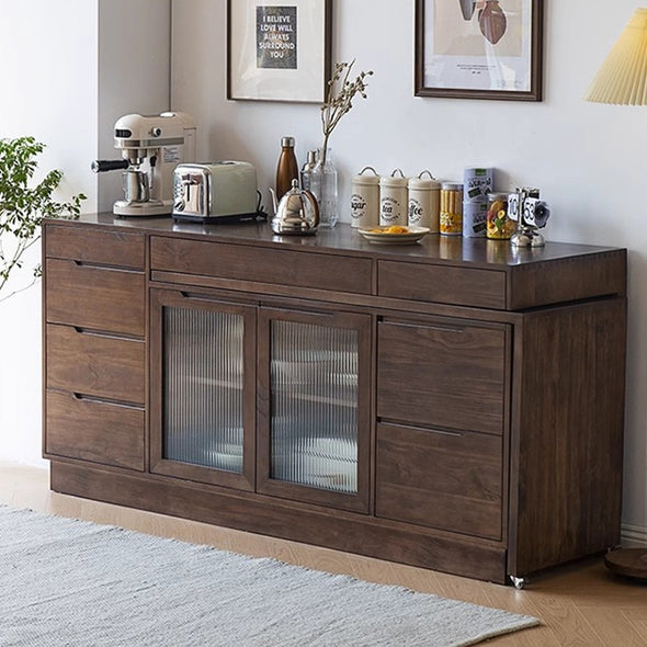 Multipurpose Sideboard Cabinet with Rotating Tabletop