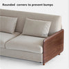 Light Luxury Walnut Wood Armrest Sleeper Sofa Bed with Mattress