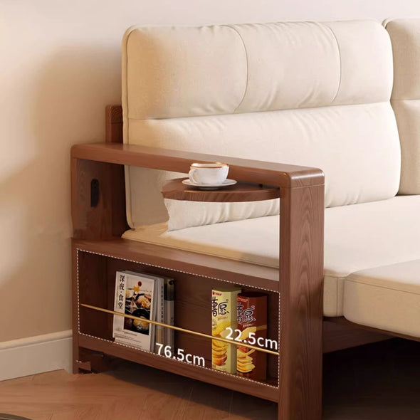 Multifunctional Retractable Sofa Bed with Wide Armrest and Storage Shelf