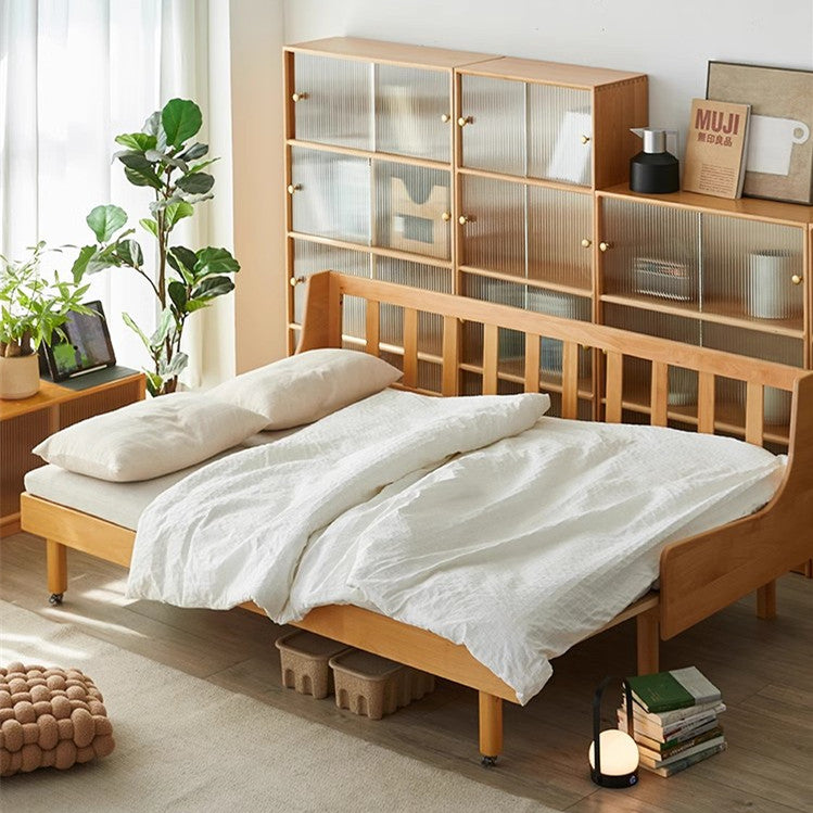 Solid Beech Wood Pull Out Sofa Bed with Back Support Frame – SPS FURNTIURE
