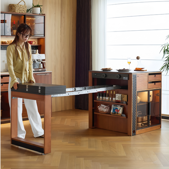 Solid Boxwood Kitchen Island with Extendable Dining Table – SPS FURNTIURE