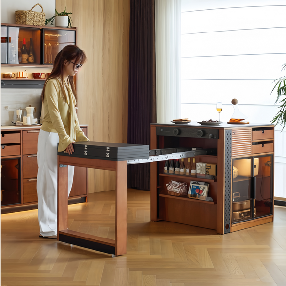Solid Boxwood Kitchen Island with Extendable Dining Table – SPS FURNTIURE
