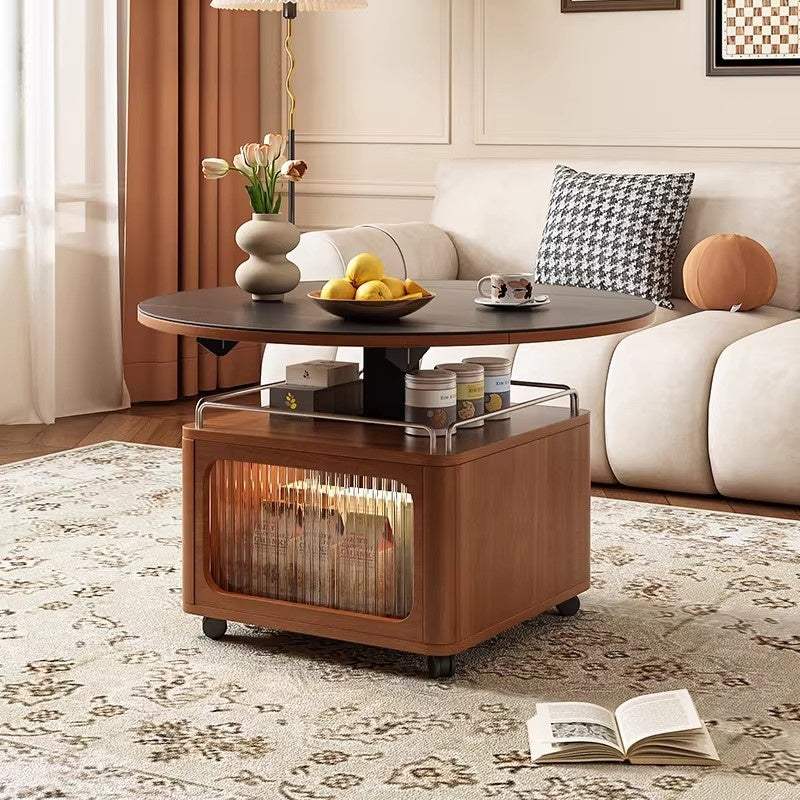 Solid Boxwood Liftable and Foldable Sintered Stone Coffee Table