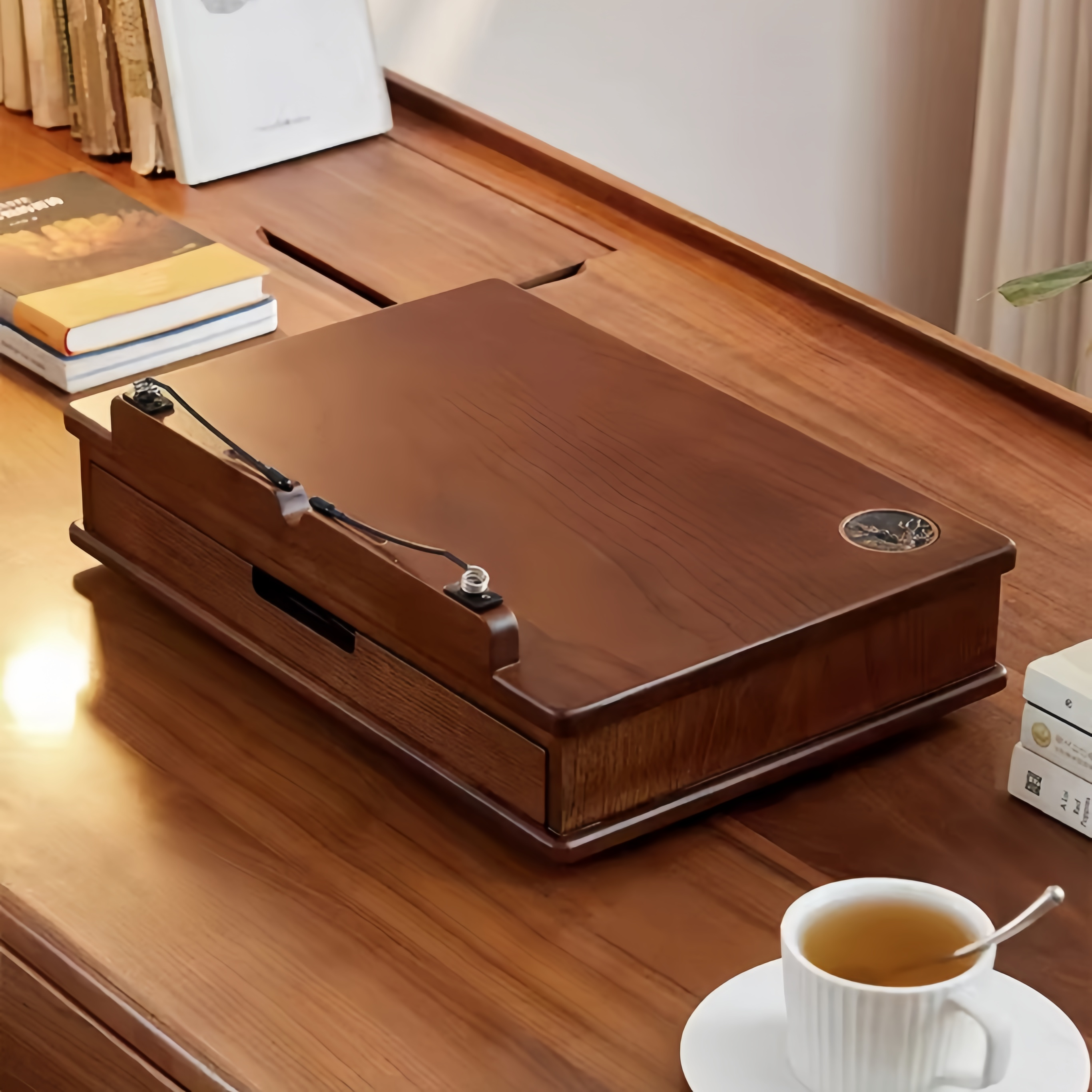 Solid Oak Wood 360° Rotating and Adjustable Book Stand with