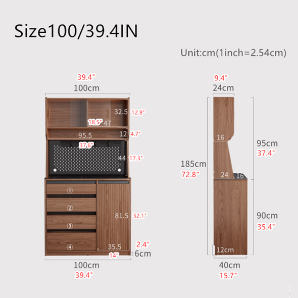 Solid Wood Coffee Bar Cabinet with Peg Board Organizer and Ample Storage