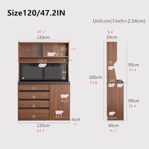 Solid Wood Coffee Bar Cabinet with Peg Board Organizer and Ample Storage