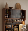 Solid Wood Coffee Bar Cabinet with Peg Board Organizer and Ample Storage