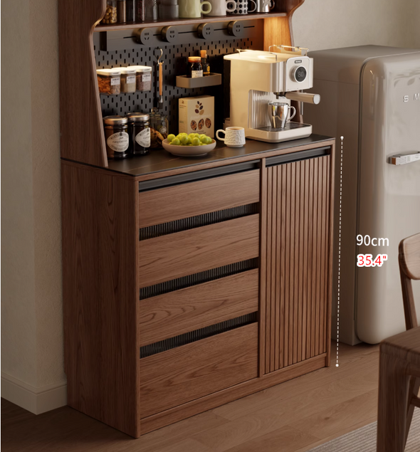 Solid Wood Coffee Bar Cabinet with Peg Board Organizer and Ample Storage