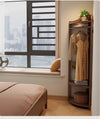Solid Wood Corner Coat Rack with Adjustable Shelf