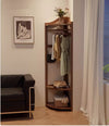 Solid Wood Corner Coat Rack with Adjustable Shelf