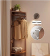 Solid Wood Corner Coat Rack with Adjustable Shelf