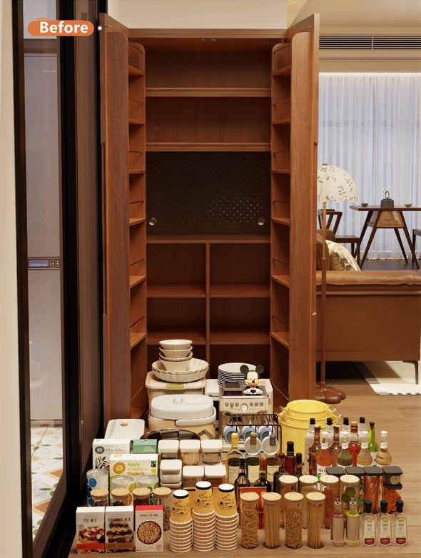 Solid Wood Double Door Kitchen Pantry Cabinet