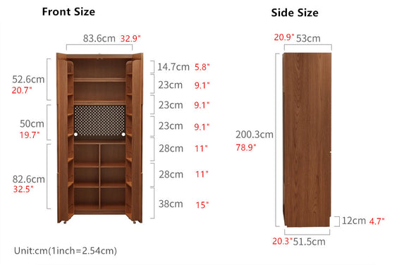 Solid Wood Double Door Kitchen Pantry Cabinet