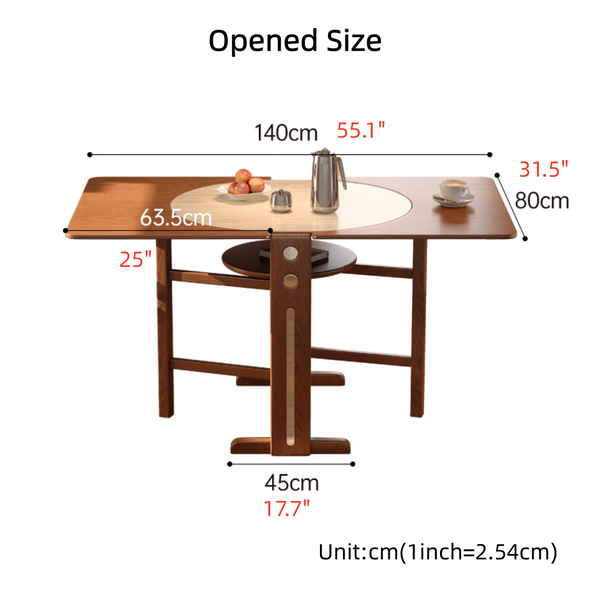 Solid Wood Double Drop Leaf Dining Table with Sintered Stone Tabletop