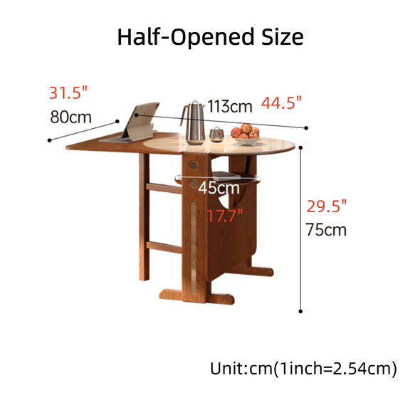Solid Wood Double Drop Leaf Dining Table with Sintered Stone Tabletop