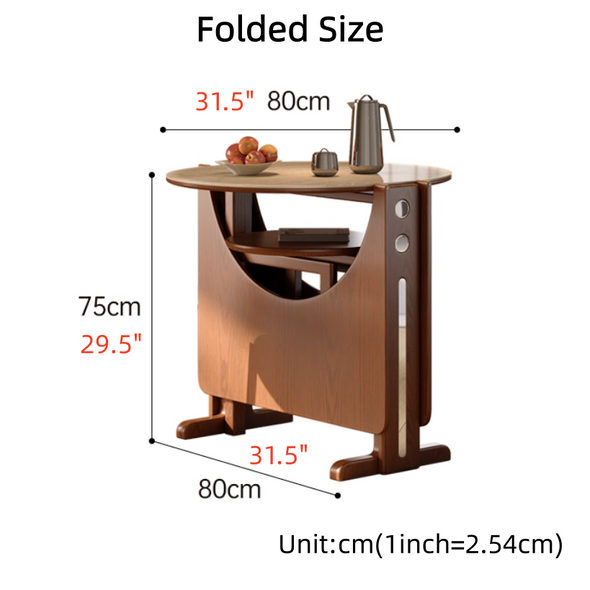 Solid Wood Double Drop Leaf Dining Table with Sintered Stone Tabletop