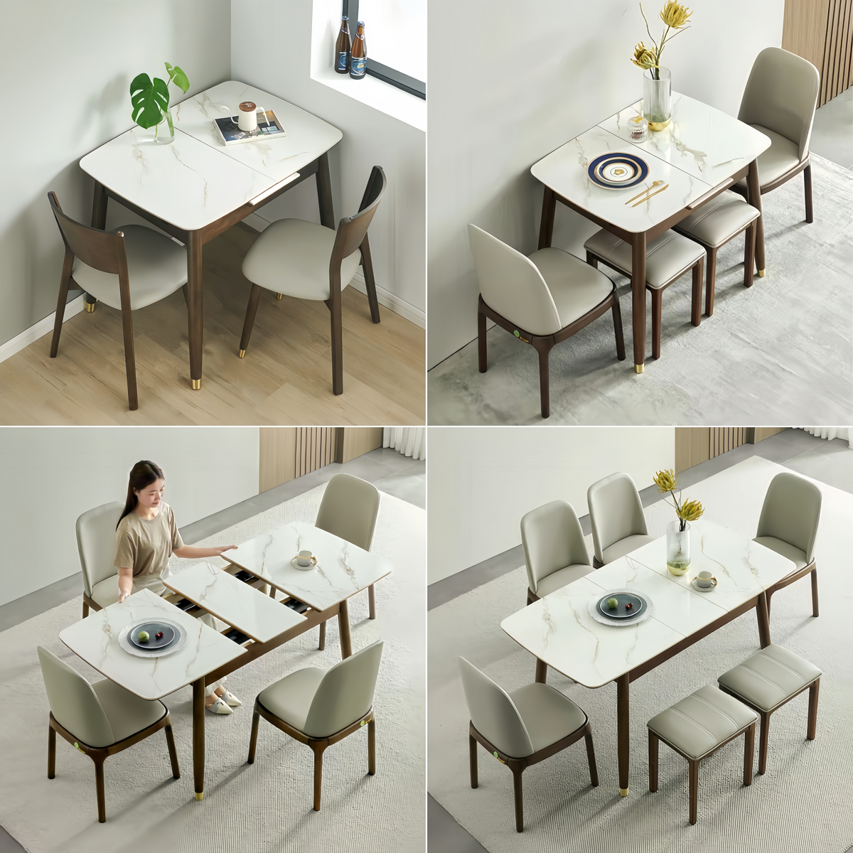 Solid Wood Expandable Dining Table with Sintered Stone Tabletop – SPS ...