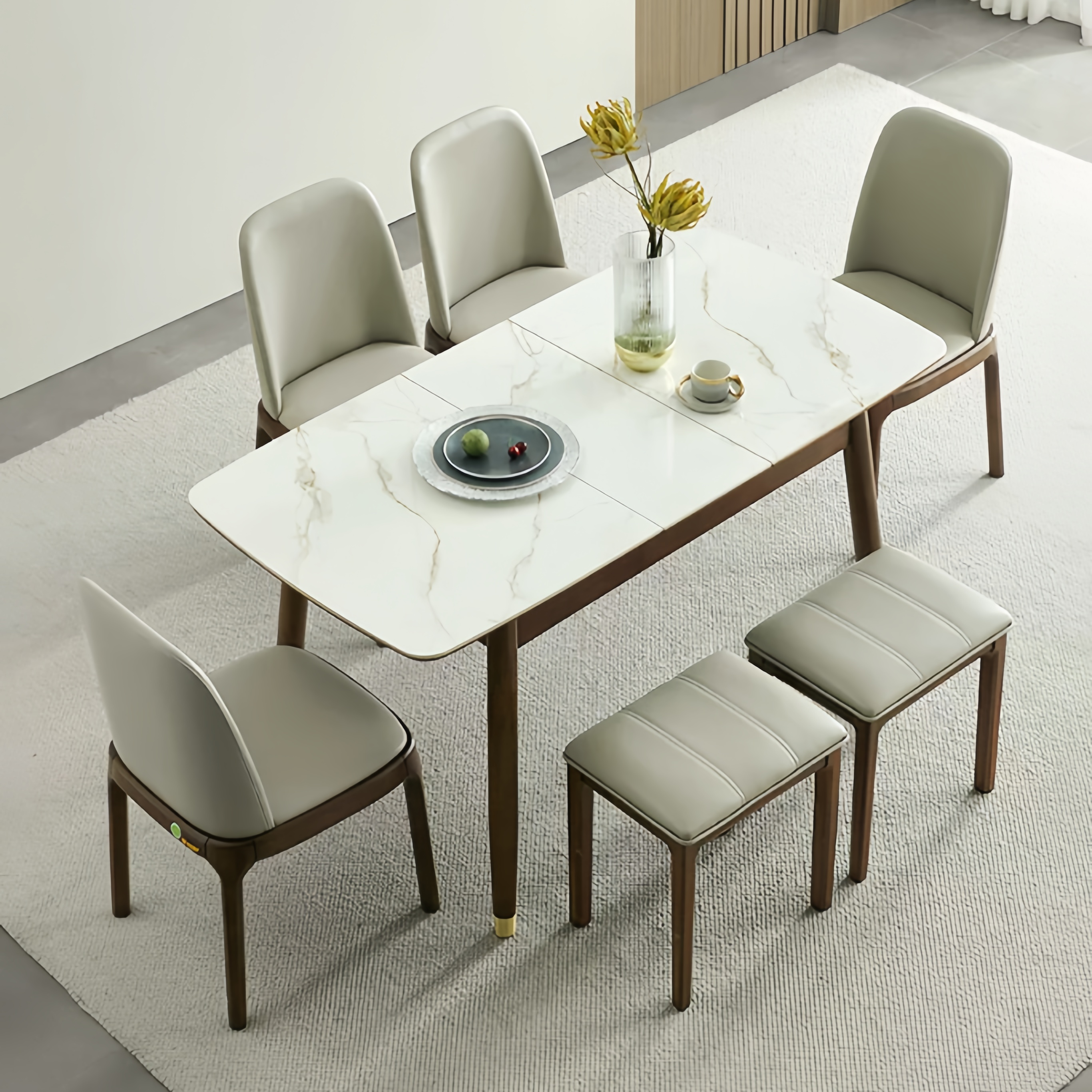 Solid Wood Expandable Dining Table with Sintered Stone Tabletop – SPS ...