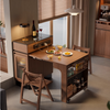 Solid Wood Extendable Kitchen Island Table with Storage and Foldable Dining Design