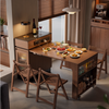 Solid Wood Extendable Kitchen Island Table with Storage and Foldable Dining Design