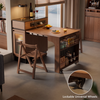 Solid Wood Extendable Kitchen Island Table with Storage and Foldable Dining Design