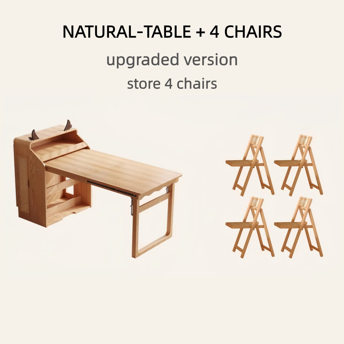 Solid Wood Folding Multifunctional Dining Table for Small