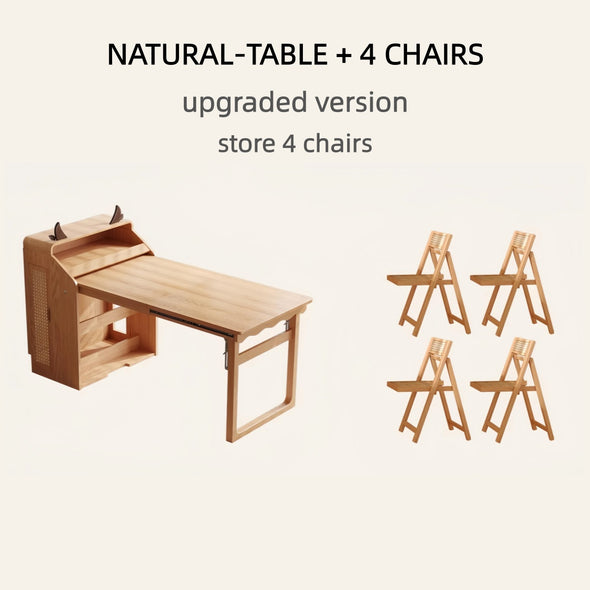 Solid Wood Folding Multifunctional Dining Table for Small Apartments ...