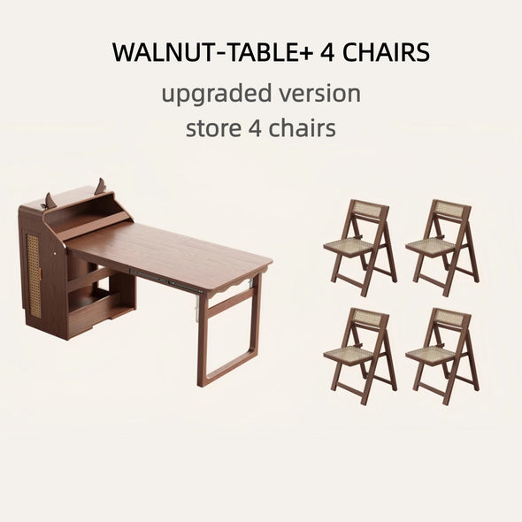 Solid Wood Folding Multifunctional Dining Table for Small Apartments ...