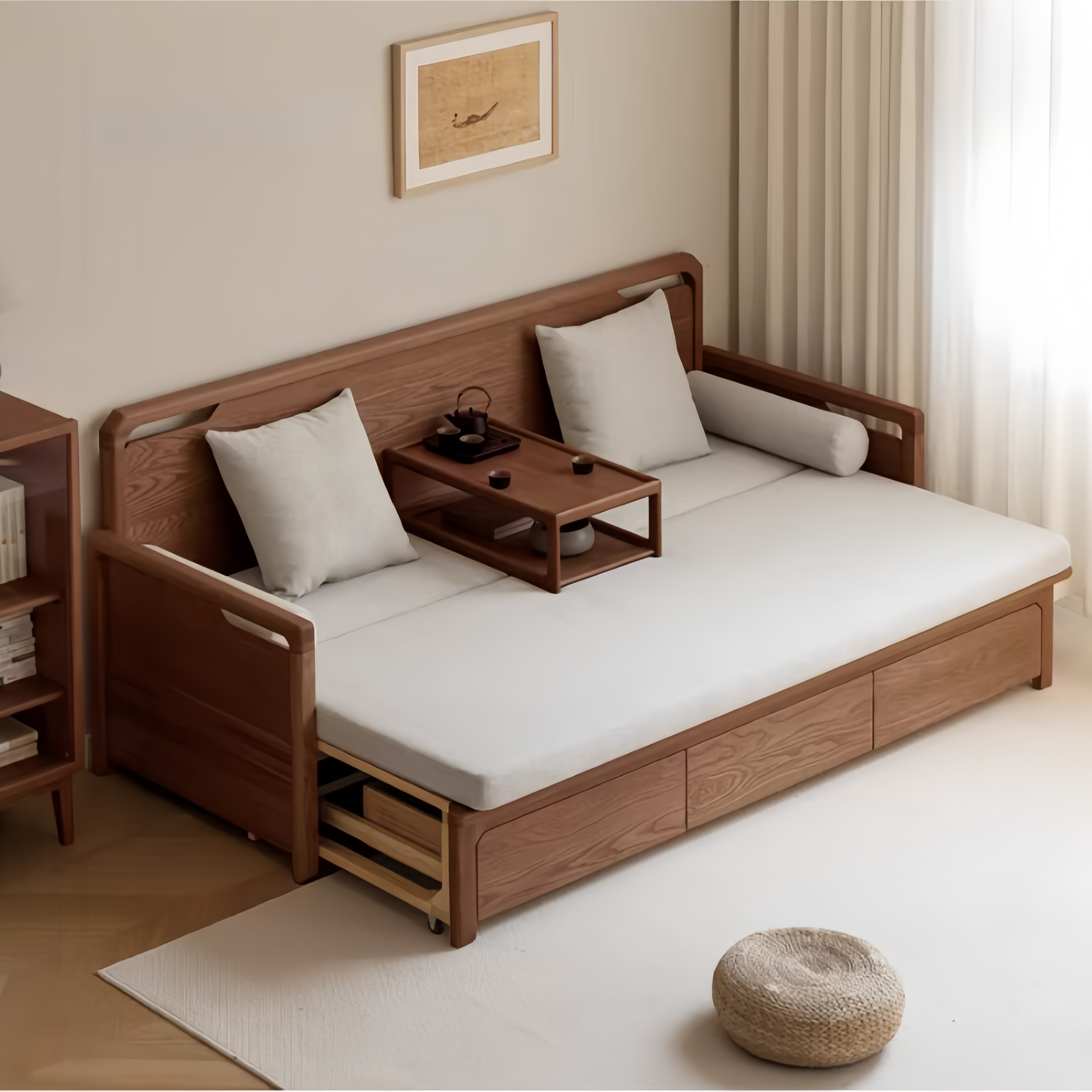 Solid Wood Frame Arhat Daybed with Underneath Storage Drawers – SPS ...