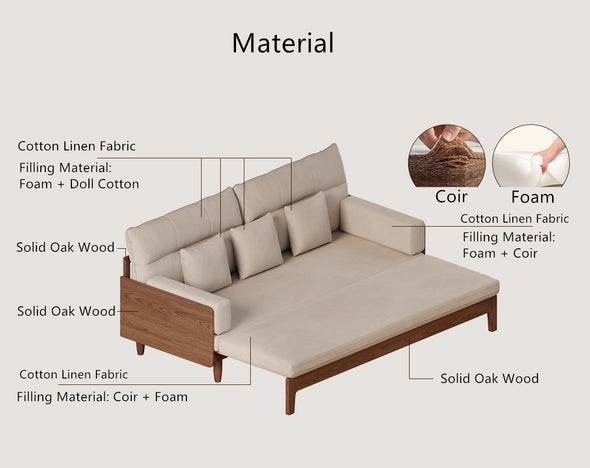 DM Solid Wood Frame Pull-Out Sofa Bed